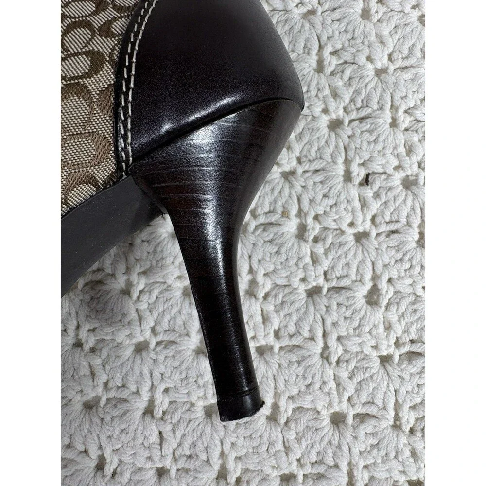 Coach Ankle Boots Women's 9B Canvas Leather Signature C Kitten Heel Vintage Y2K